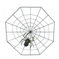 Паутина декоративная с пауком (черный пластик)